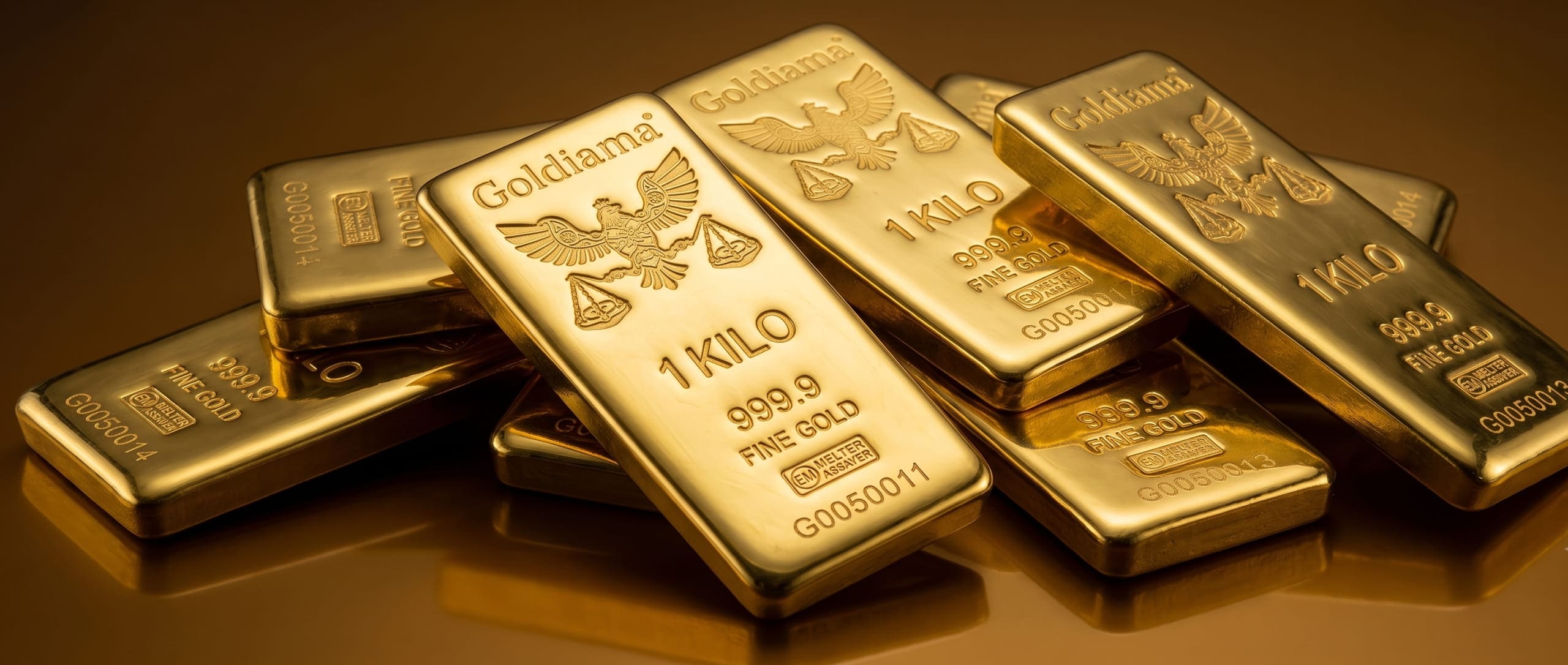 Cast gold bars 999.9 fine from Goldiama Dubai